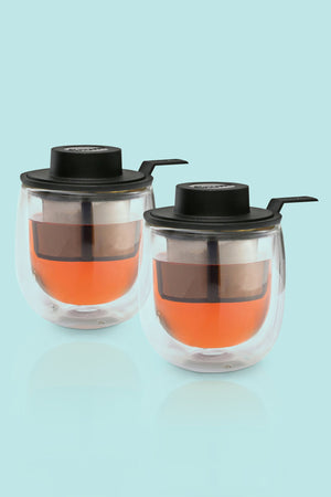 2 HOT GLASS SYSTEM 130ml cups with infuser-132